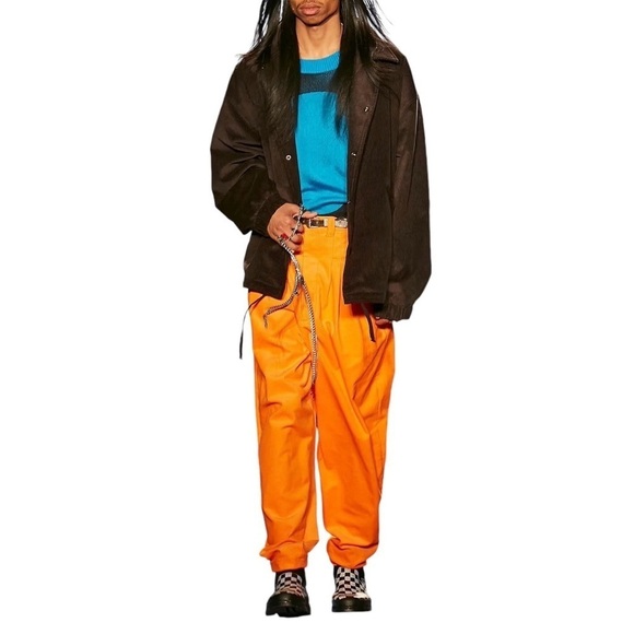 LANDLORD Runway Corduroy Orange Pleated Trouser Pants - Picture 2 of 12